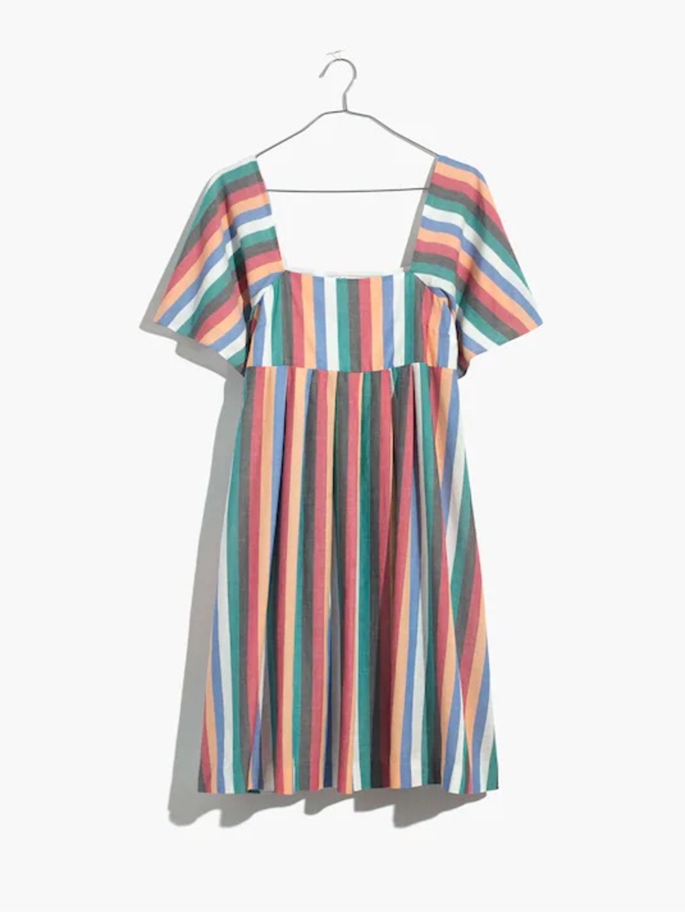 MADEWELL Square-Neck Mini Dress in Festival Stripe Cotton Size XS